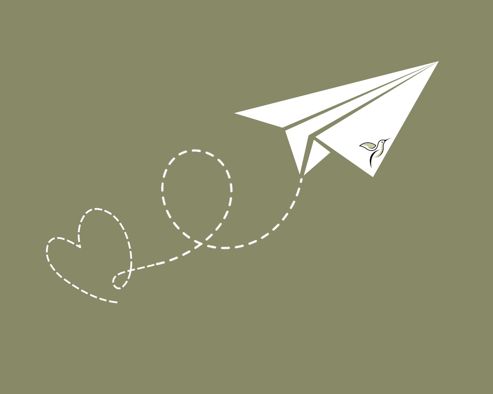 Avion en papier avec logo La Part du Colibri