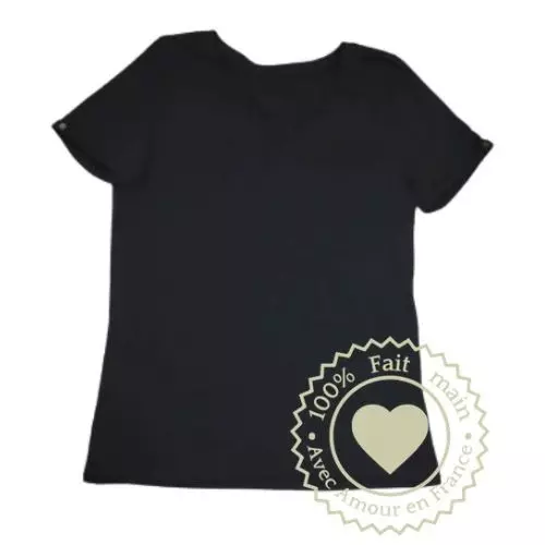 T-shirt col V pour Elle en jersey noir